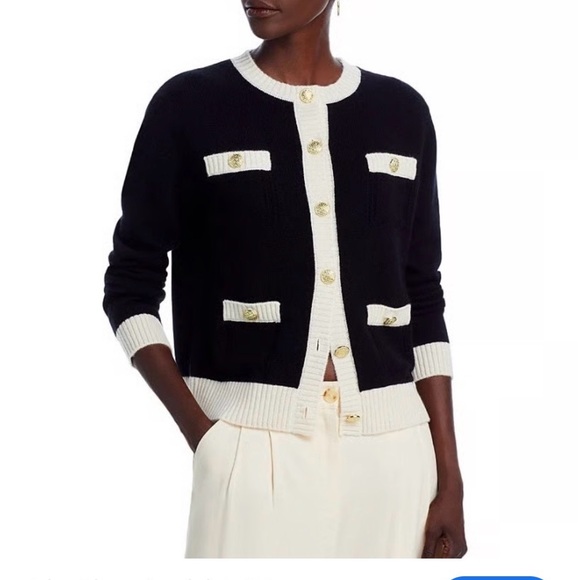 Bloomingdale's Sweaters - Bloomingdale's Cashmere Black and Cream Cardigan
